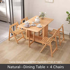 Solid Wood Dining Set - Walnut, 55in Table + 4 Chairs