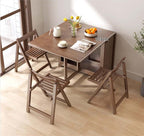 Solid Wood Dining Set - Walnut, 55in Table + 4 Chairs