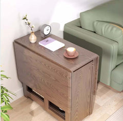 Solid Wood Dining Set - Walnut, 55in Table + 4 Chairs