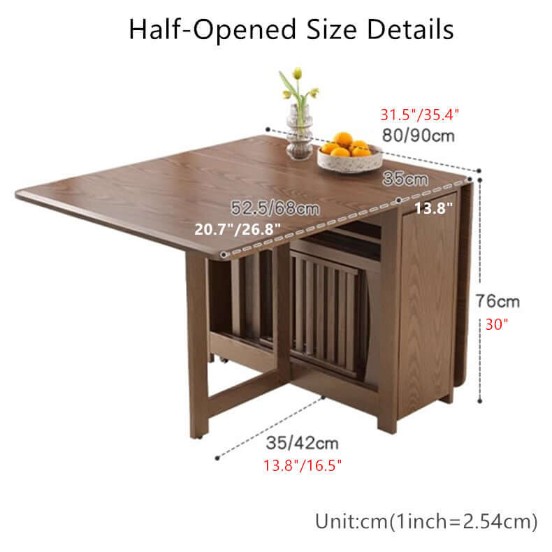 Solid Wood Dining Set - Walnut, 55in Table + 4 Chairs