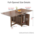 Solid Wood Dining Set - Walnut, 55in Table + 4 Chairs