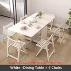 Solid Wood Dining Set - Walnut, 55in Table + 4 Chairs