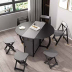 Solid Wood Dining Set With Folding Table & Chairs