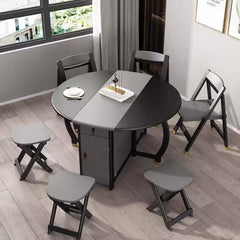 Solid Wood Dining Set With Folding Table & Chairs