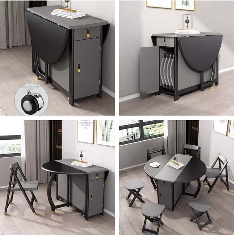 Solid Wood Dining Set With Folding Table & Chairs Main Product Image