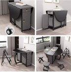 Solid Wood Dining Set With Folding Table & Chairs Main Product Image