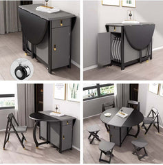 Solid Wood Dining Set With Folding Table & Chairs Main Product Image