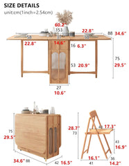 Solid Wood Drop Leaf Dining Set With Storage Cabinet