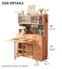 Solid Wood Drop Leaf Dining Set With Storage Cabinet