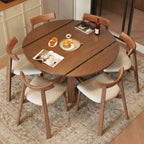 Solid Wood Extendable Dining Table with Sculptural Pedestal for Small Spaces