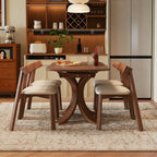Solid Wood Extendable Dining Table with Sculptural Pedestal for Small Spaces
