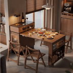 Solid Wood Extendable Kitchen Island Table With Storage