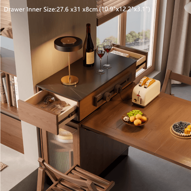 Solid Wood Extendable Kitchen Island Table With Storage