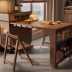 Solid Wood Extendable Kitchen Island Table With Storage