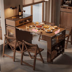 Solid Wood Extendable Kitchen Island Table With Storage