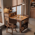 Solid Wood Extendable Kitchen Island Table With Storage