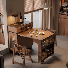 Solid Wood Extendable Kitchen Island Table With Storage