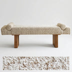 Solid Wood Fabric Bench with Sculptural Cloud-Edge Arms