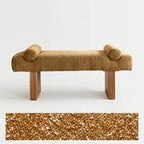 Solid Wood Fabric Bench with Sculptural Cloud-Edge Arms