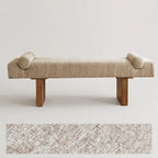Solid Wood Fabric Bench with Sculptural Cloud-Edge Arms