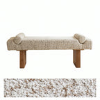 Solid Wood Fabric Bench with Sculptural Cloud-Edge Arms