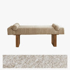 Solid Wood Fabric Bench with Sculptural Cloud-Edge Arms