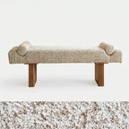 Solid Wood Fabric Bench with Sculptural Cloud-Edge Arms