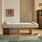 Solid Wood Fabric Bench with Sculptural Cloud-Edge Arms