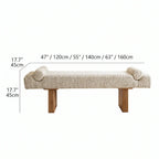 Solid Wood Fabric Bench with Sculptural Cloud-Edge Arms Dimensions