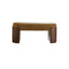 Solid Wood Fabric Bench with Vintage Walnut Frame and Sculptural Ends