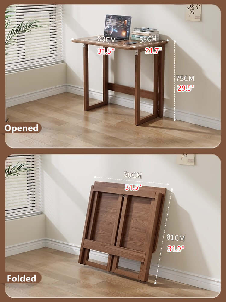 Solid Wood Folding Desk, Small, Walnut Finish