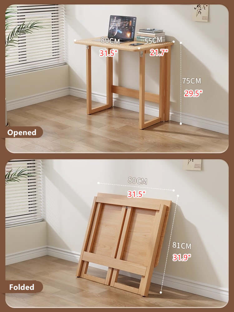 Solid Wood Folding Desk, Small, Walnut Finish