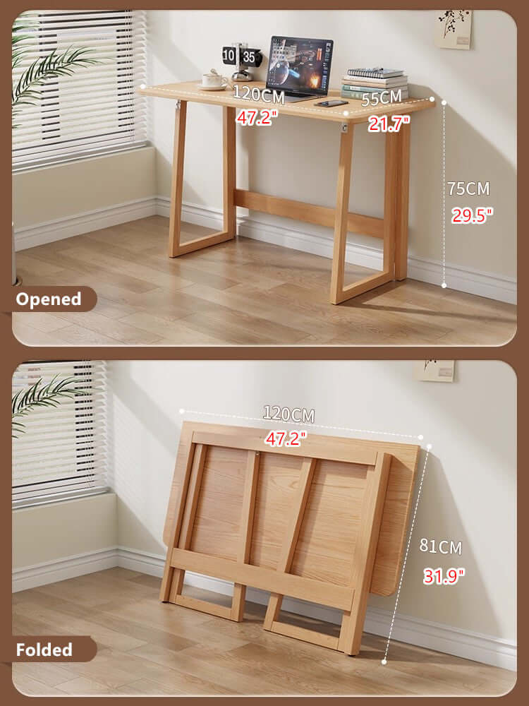 Solid Wood Folding Desk, Small, Walnut Finish
