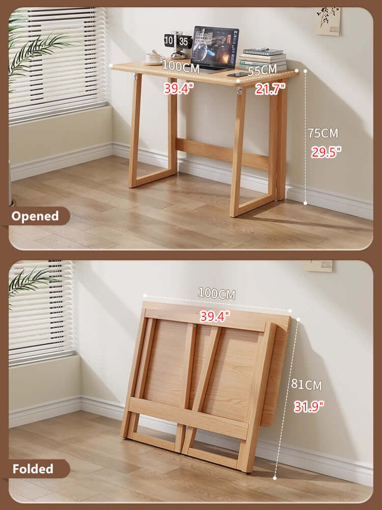 Solid Wood Folding Desk, Small, Walnut Finish