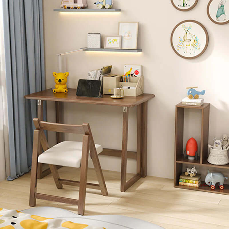 Solid Wood Folding Desk, Small, Walnut Finish