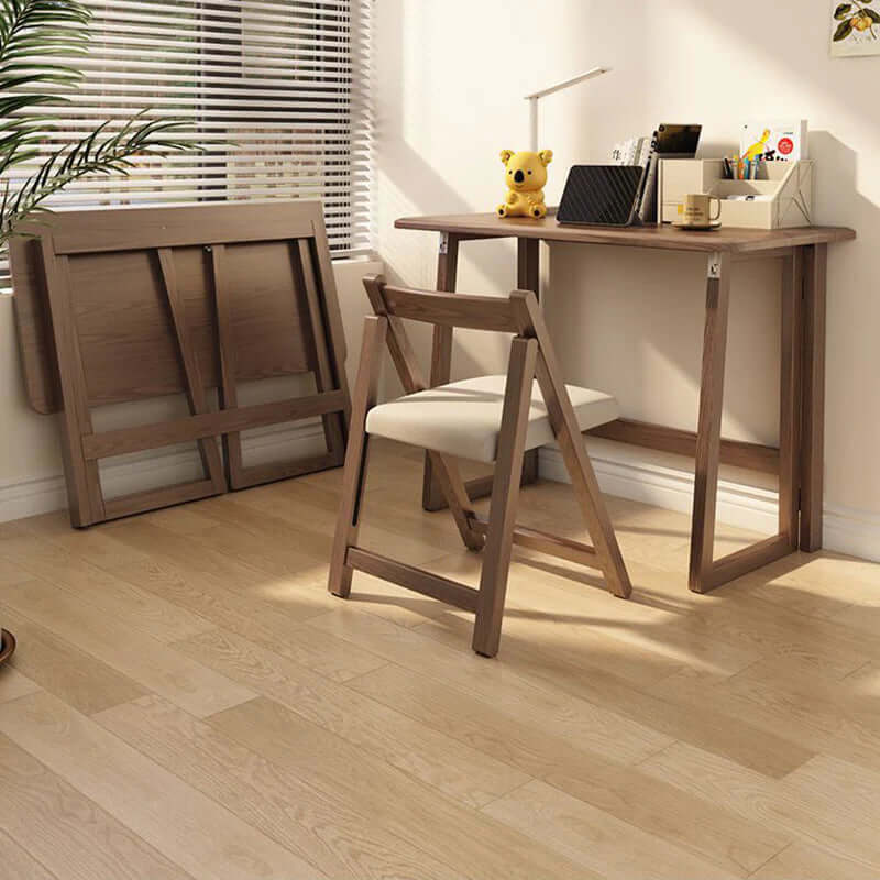 Solid Wood Folding Desk, Small, Walnut Finish Main Product Image
