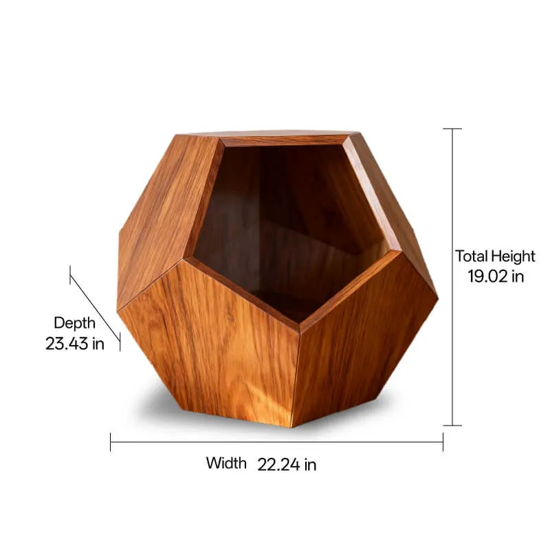 Solid Wood Geometric Cat House Table for Japandi Living Rooms