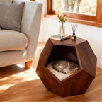 Solid Wood Geometric Cat House Table for Japandi Living Rooms Main Product Image