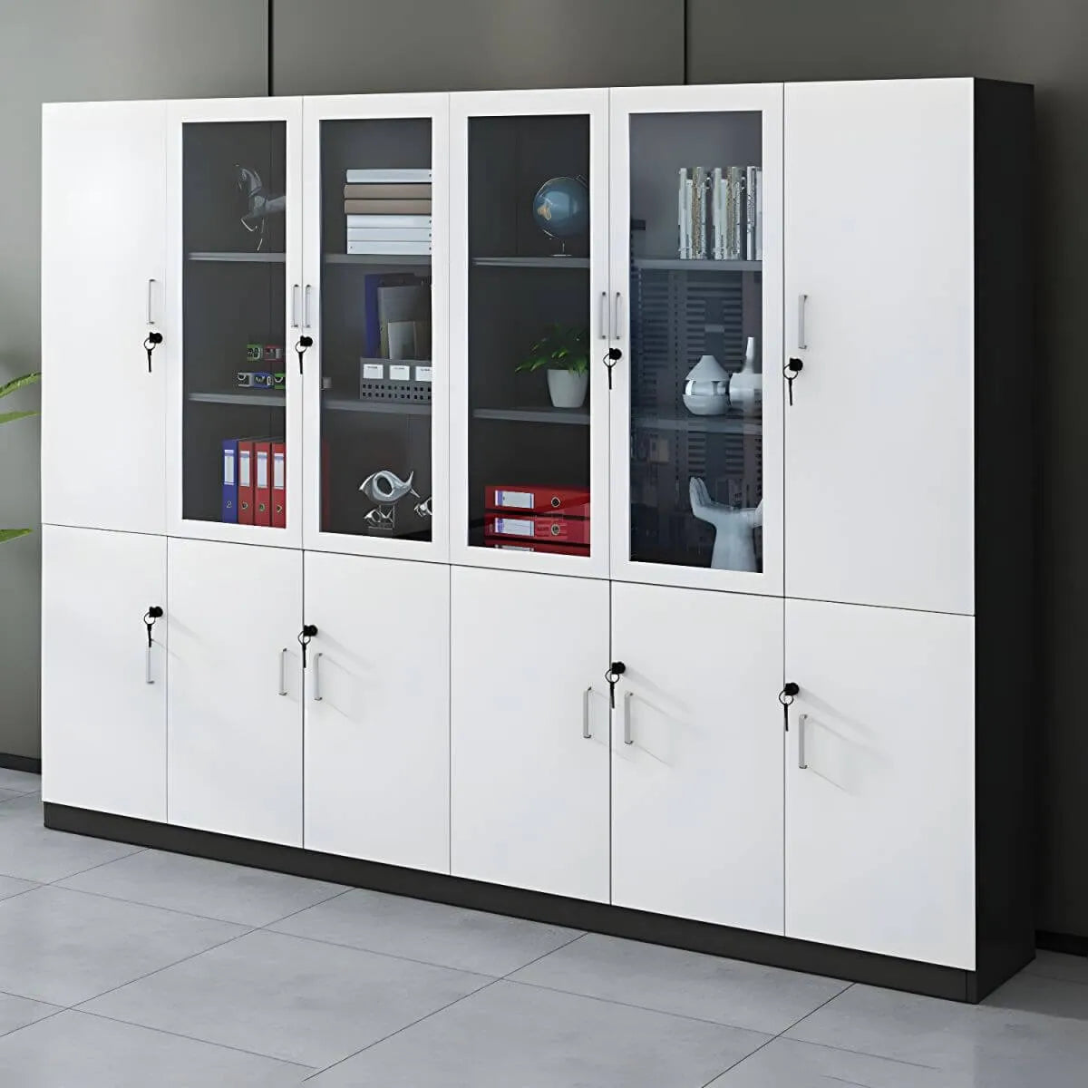 Solid Wood Glass Door Office Cabinet With Display Storage Secondary image