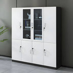 Solid Wood Glass Door Office Cabinet With Display Storage