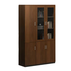 Solid Wood Glass Door Office Cabinet With Display Storage