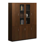 Solid Wood Glass Door Office Cabinet With Display Storage