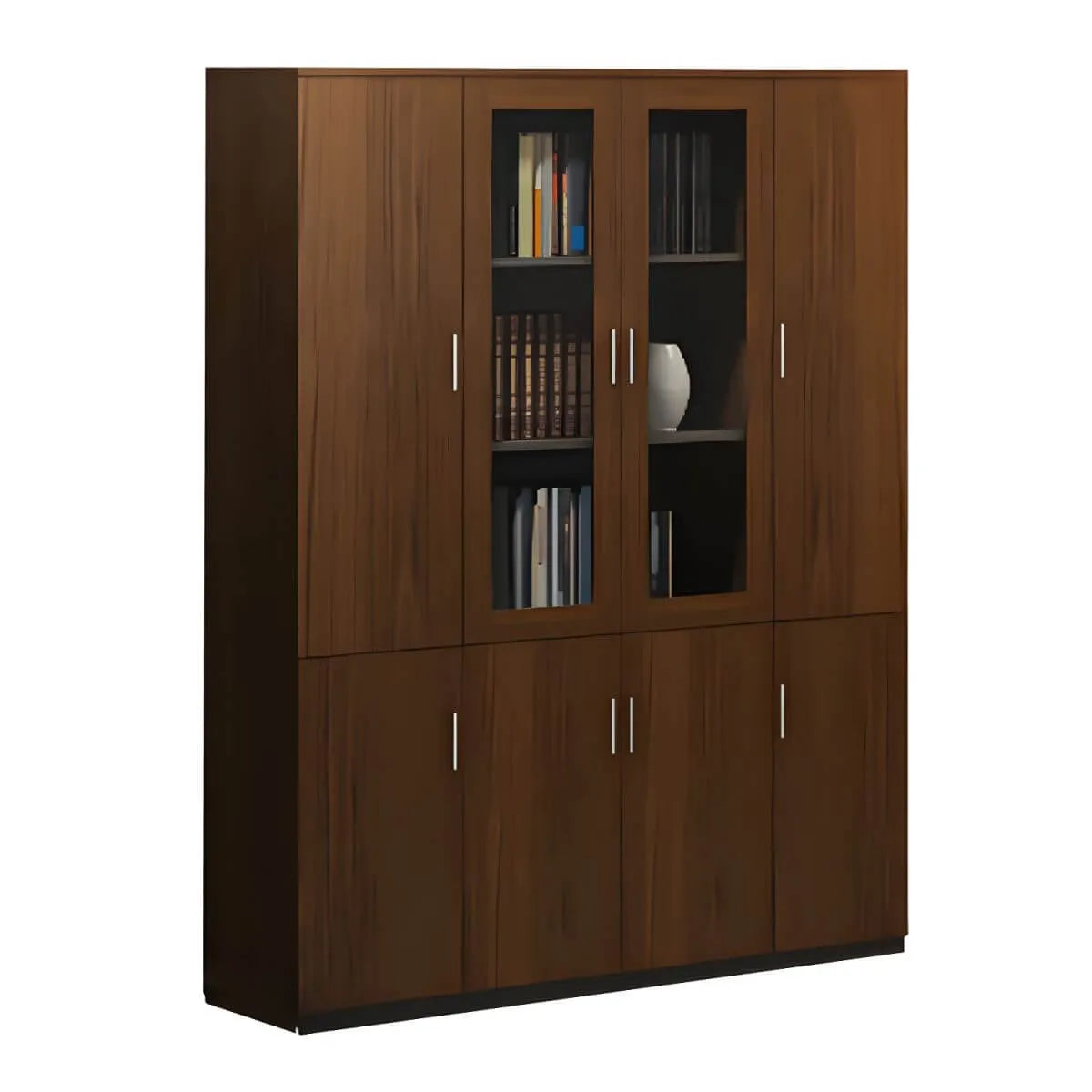 Solid Wood Glass Door Office Cabinet With Display Storage