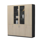 Solid Wood Glass Door Office Cabinet With Display Storage