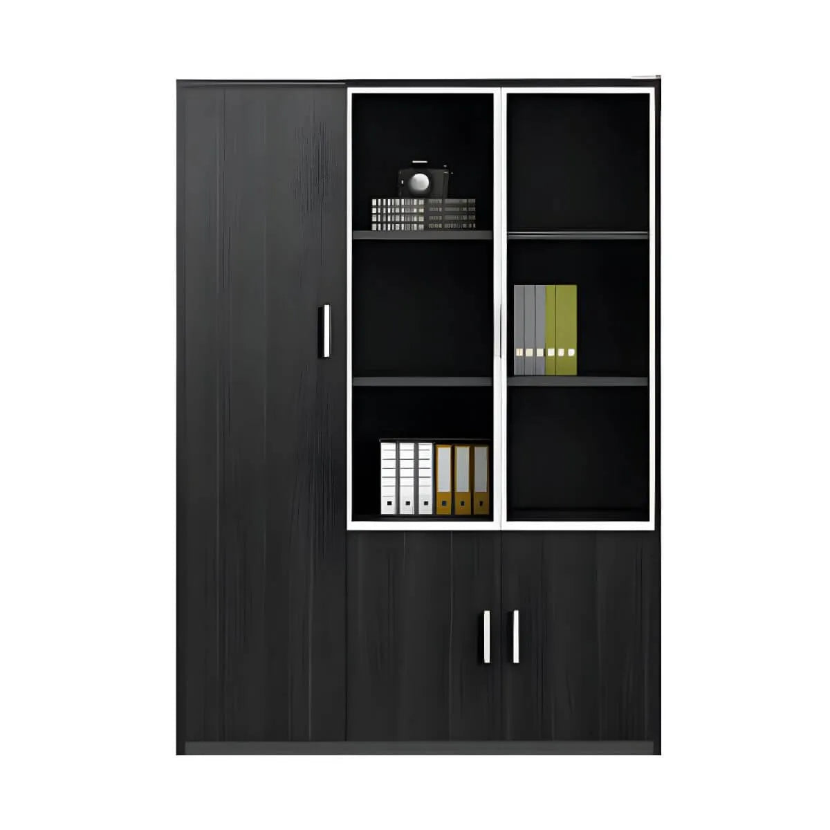 Solid Wood Glass Door Office Cabinet With Display Storage