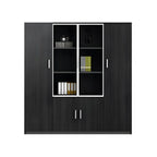Solid Wood Glass Door Office Cabinet With Display Storage