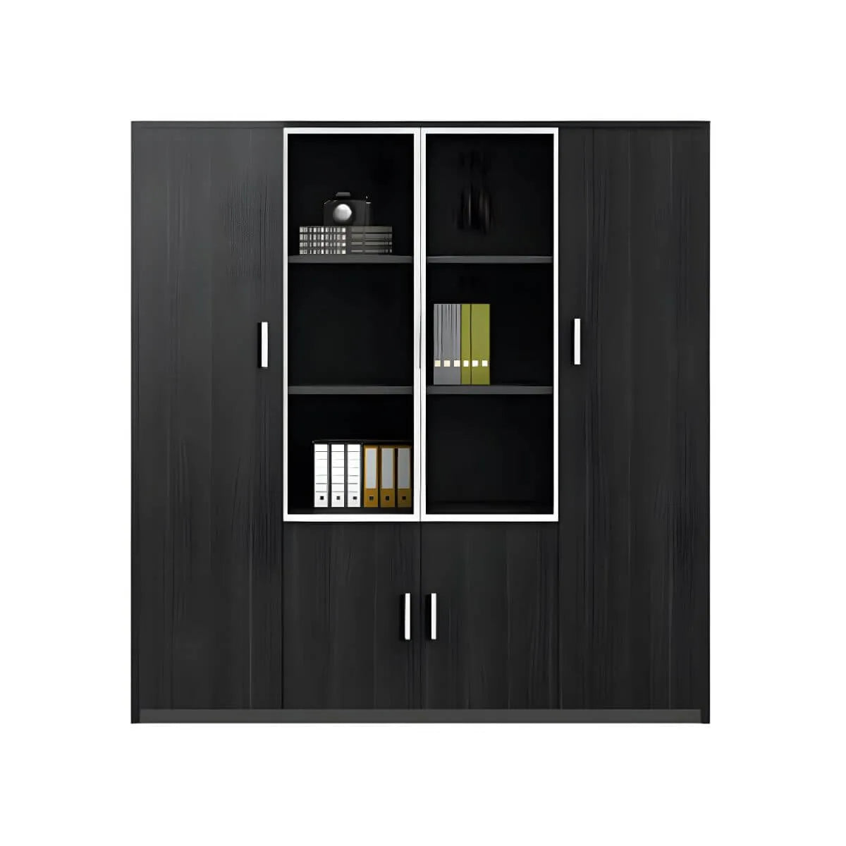 Solid Wood Glass Door Office Cabinet With Display Storage