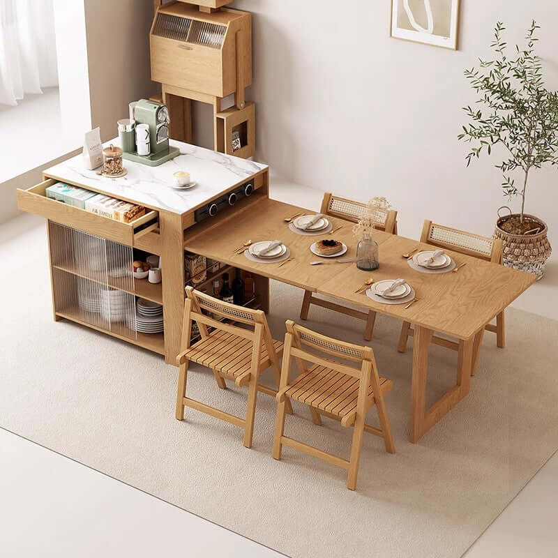 Solid Wood Kitchen Island Table With Expandable Top