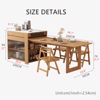 Solid Wood Kitchen Island Table With Expandable Top