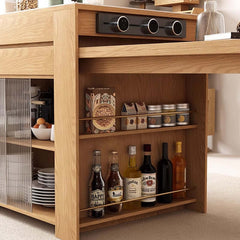 Solid Wood Kitchen Island Table With Expandable Top